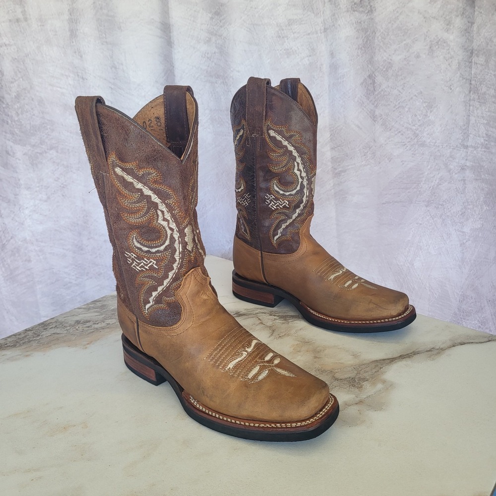 Aventuros Size 8.5 Western Cowboy Boots Roper Square Toe Men's Brown